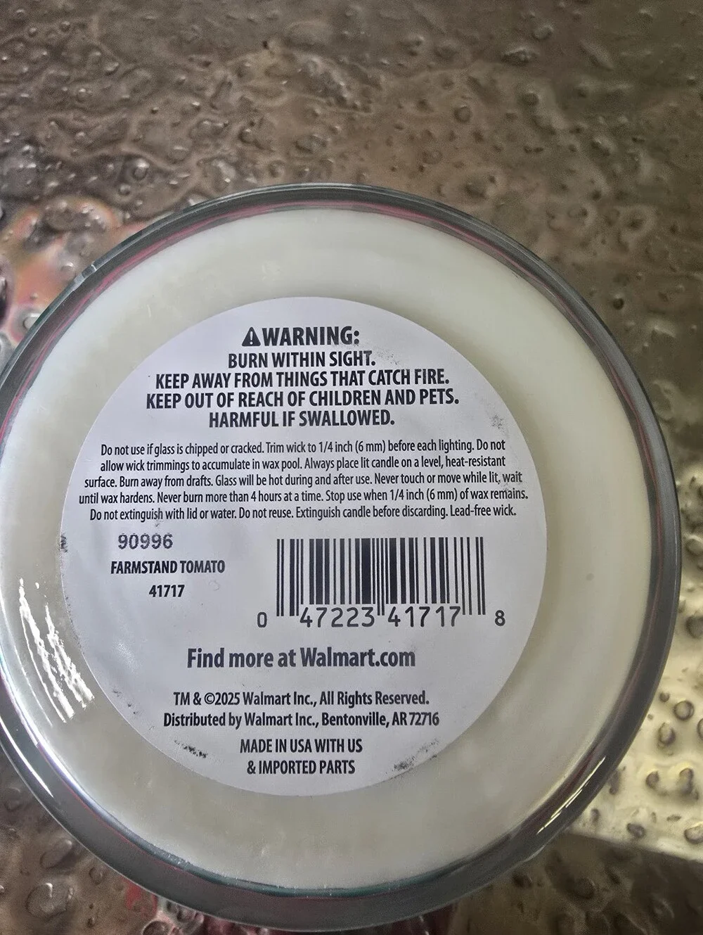 Mainstays Farmstand Tomato Scented Candle - Red, Green, White, NWT